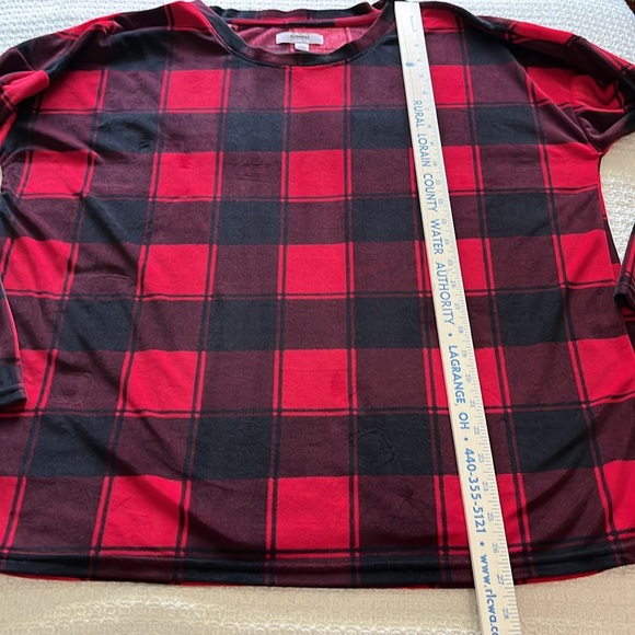 Sonoma XXL ladies plush buffalo plaid red/black pajama set -Pants and top soft! - Picture 5 of 10